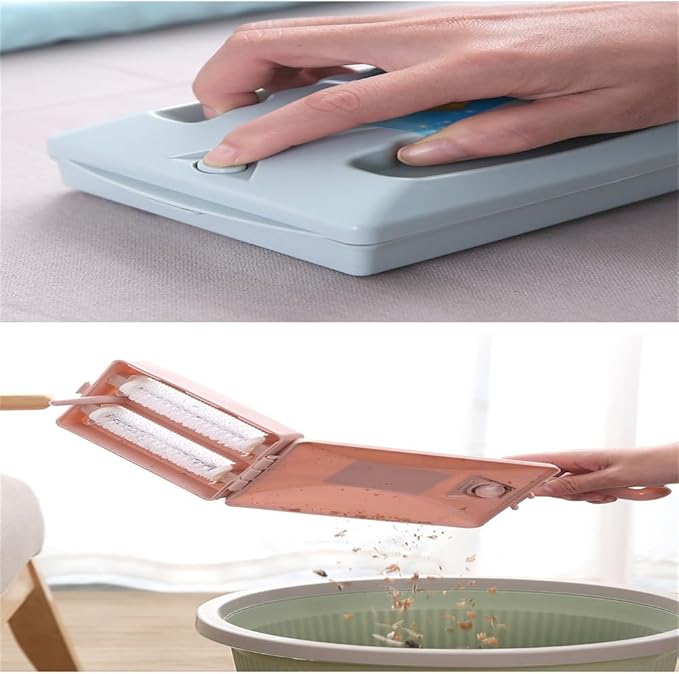 Carpet Debris Brush,Plastic Handheld Cleaning BrushMultifunctional Handheld Dual Roller Sofa Sweeping Carpet Cleaning Brush<1 Piece>Vacuum Cleaner (Pink)