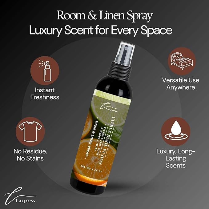 Lapew Room & Linen Spray | Fragrance Mist for Home, Car & Office | Fabric & Air Freshener | Neutralizing Mist | Made in USA | Citrus Basil Fusion