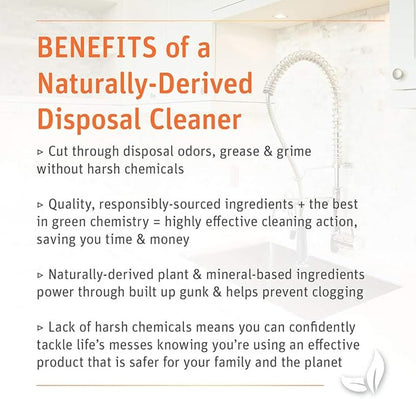 Grab Green Naturally-Derived, Tangerine with Lemongrass, 12 Pods (4-Pack), Mineral-Based Garbage Disposal Cleaner & Freshener