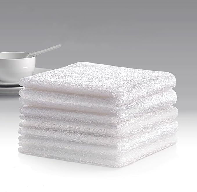 Bamboo Fiber Dish Cloths for Kitchen, Reusable Dish Towels,Double Layered, Super Absorbent, for Cleaning, Washing, and Drying Multipurpose Cleaning Rags for Home Pack of 10