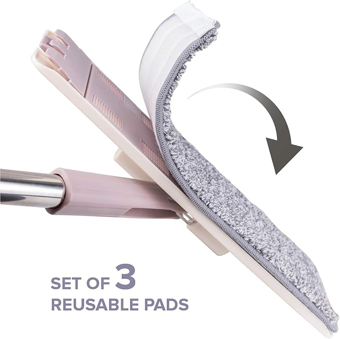 Micro Flat Mop 3-Pack Mop Replacement Head Refills - Microfiber Cleaning Pad - Use Wet or Dry - Reusable and Machine Washable Floor Mop Pads (3-Pack)
