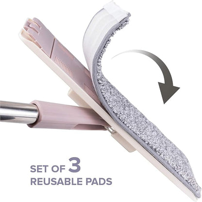Micro Flat Mop 3-Pack Mop Replacement Head Refills - Microfiber Cleaning Pad - Use Wet or Dry - Reusable and Machine Washable Floor Mop Pads (3-Pack)