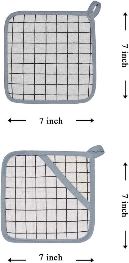 Oven Mitts and Potholders BBQ Gloves-Oven Mitts and Pot Holders with Recycled Infill Silicone Non-Slip Cooking Gloves for Cooking Baking Grilling (4-Piece Set) (White)