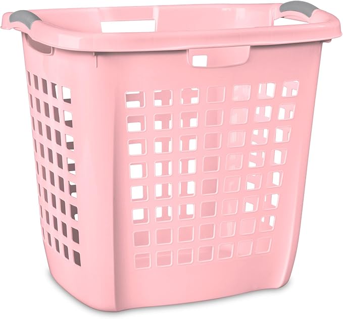 Sterilite 4-Pack Ultra Easy Carry Laundry Basket, Plastic Clothes Hamper Bin w/Comfort Grip Handles & Rim, 2.1 Bushel Capacity, Pink Frost
