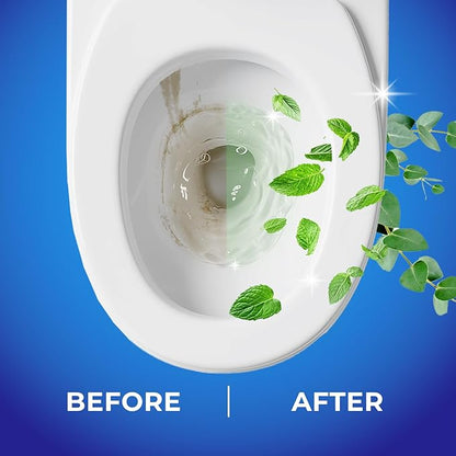 Toilet Bowl Cleaner Butterfly Rim Hanger – 6 × 1.8 OZ (50g), Lasts Up to 6 Months, Cleans & Deodorizes with Every Flush (Eucalyptus and Mint)