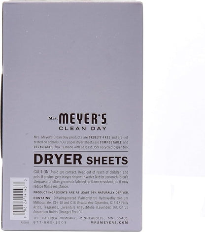 Mrs. Meyer's Clean Day Dryer Sheets Lavender, 80 Count (Pack of 3)