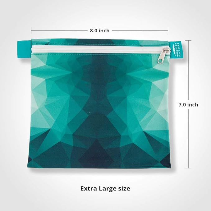 Nordic By Nature 4 Pack - Reusable Sandwich Bags Dishwasher Safe BPA Free - Durable Washable Quick Dry Cloth Baggies -Reusable Snack Bags School Lunches - Easy Open Zipper - (Turquoise)