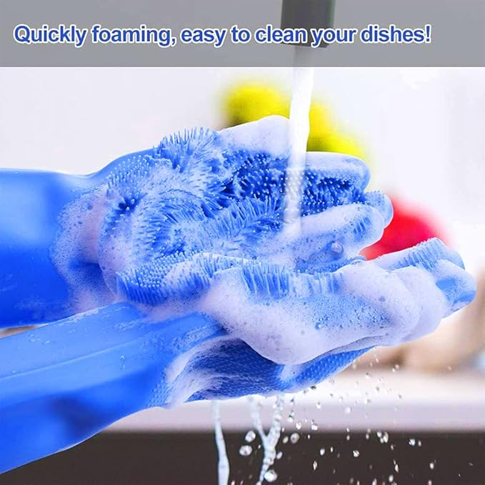 Louis Donné Reusable Silicone Dishwashing Glove, Heat Resistant Kitchen Glove, Silicone Massaging Dishwashing Gloves for Dogs and Cats Care and Pet Grooming Household Kitchen Gloves