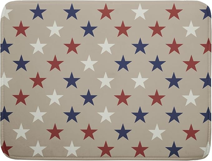 Patriotic July of 4th Blue Red White Star Dish Drying Mat for Kitchen Counter 18x24 Independence Day Absorbent Reversible Microfiber Drying Mats Kitchen Countertop Protector Dishes Drainer Rack Pad