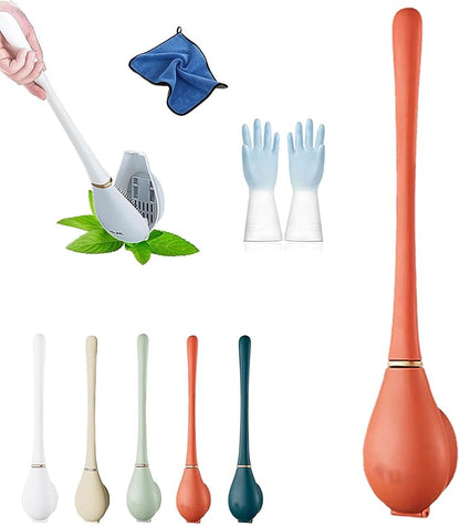 Modern Flexible Silicone Toilet Caspa for Home, Modern Home Flexible Silicone Toilet Brush, Wall Mounted Silicone Toilet Brush and Holder Set with Dispenser, Automatic Opening & Closing (1-B)