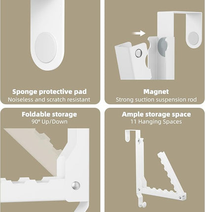 BAKON Over The Door Hangers, Over Door Hooks for Hanging, Small Space Dual Folding Portable Over Door Clothes Hanger for Clothes, Hats, Bags and Towels. (2, White(Update))