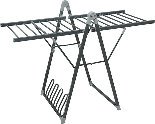 Electric Heating Clothes Drying Rack,Foldable Clothes Drying Rack,Suitable for Drying Clothes, Shoes and Socks.Plug & Play,Space Gray,Aluminum Alloy,One-Click Switch(39.37×52.56×25.98in)