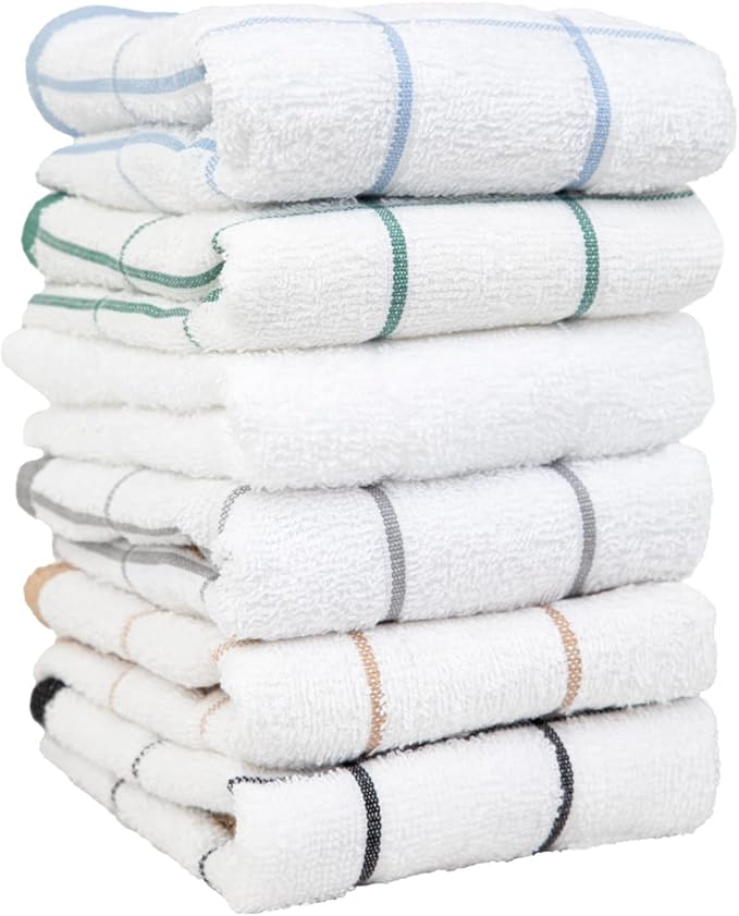 Arkwright Kitchen Tea Towels - (Pack of 12) Soft, 100% Cotton Terry Dishcloths, Highly Absorbent & Quick Dry, Hand Washcloths for Washing, Drying, and Cleaning, 15 x 25 in, Blue