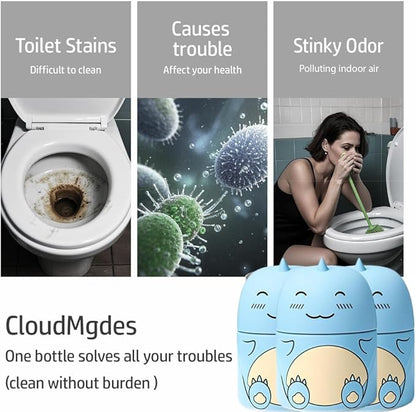 3 PCS Cute Dinosaur-Shaped Toilet Bowl Cleaner Bottle, Automatic Bathroom Toilet Tank Cleaner with Ocean Scent,Septic Toilet Bowl Tablets in Bottles, Automatic Long-Lasting Toilet Cleaner Bottle