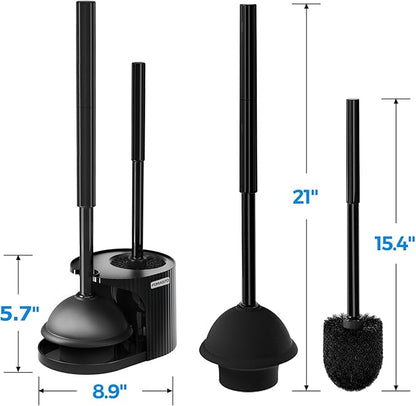 2Pack 2 in 1 Toilet Brush and Plunger Set,Toilet Bowl Brush Plunger Set,Toilet Brush Plunger Combo,Cleaning Brush,Cleaning Supplies,Groove Gap Brush,Bathroom Cleaning Tools