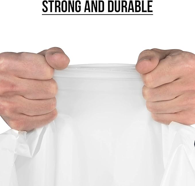 Ultrasac 18 Gallon 2.0 MIL White Drawstring Trash Bags - 25" x 28" - Pack of 50 - For Home, Outdoor, Industrial, & Commercial