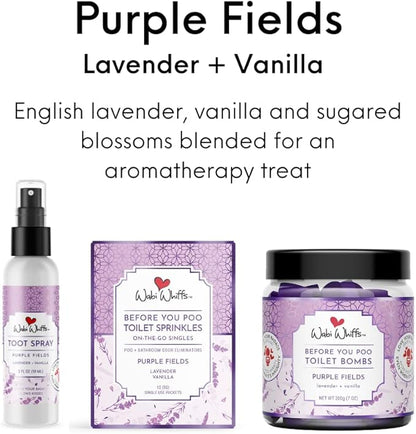 Fizzing Toilet Bombs – Purple Fields | Natural Bathroom Deodorizer | Odor Eliminator Tablets For Freshness & Cleanliness | Eco-Friendly Septic Safe Tablets | 60 Count |