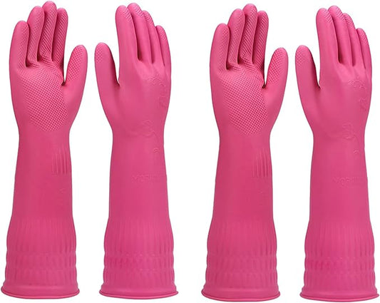 Dishwashing gloves 2 Pairs for kitchen,Rubber cleaning gloves,Long dish gloves reuseable.