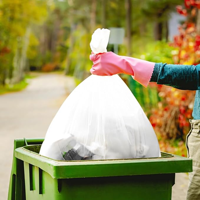 Teivio Large Clear Trash Bags 40-45 Gallon 33 Counts Fit 39,40,45,Gal All Purpose Garbage Bags, Extra Large Lawn and Leaf Bags Outdoor Trash Can Liner, Drum Liners, Workshops, Backyard