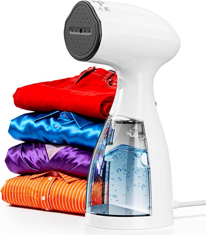 Handheld Steamer for Clothes Wrinkle Removes,110V to 220V Garment Steamer for Multiple Countries,1000W,Large Water Tank 450 ML,10 FT Power Cord,35s Fast Heating (white)