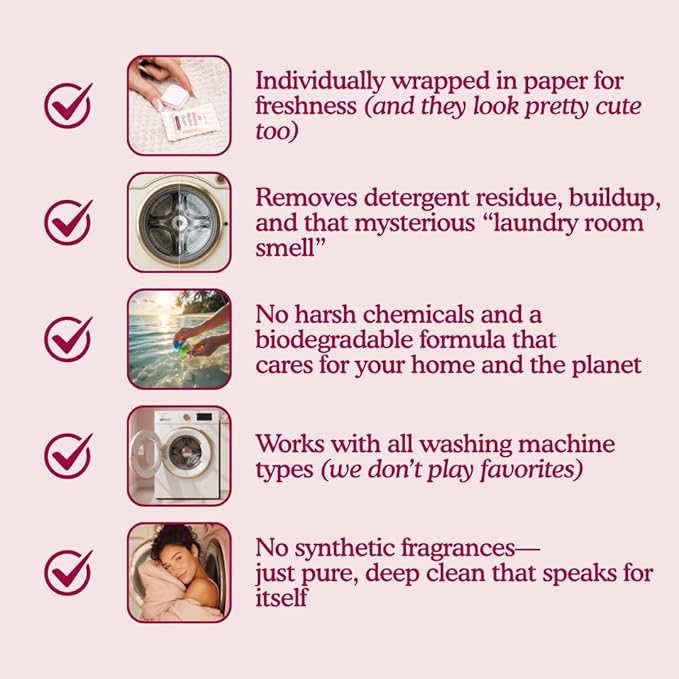 Washing Machine Cleaning Tablets – Odor & Pet Hair Remover and Descaler Tabs – Non-Toxic, Eco-Friendly, Biodegradable Washer Cleaner Tablets for HE, Front Load & Top Load Machines (6-Month Supply)