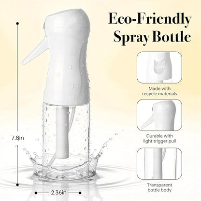 3Pack Continuous Spray Bottle 200ml, Ultra Fine Water Mister Refillable Empty Spray Bottle for Hair Styling, Salon, Skin Care, Cleaning & Plants (6.8oz Clear)