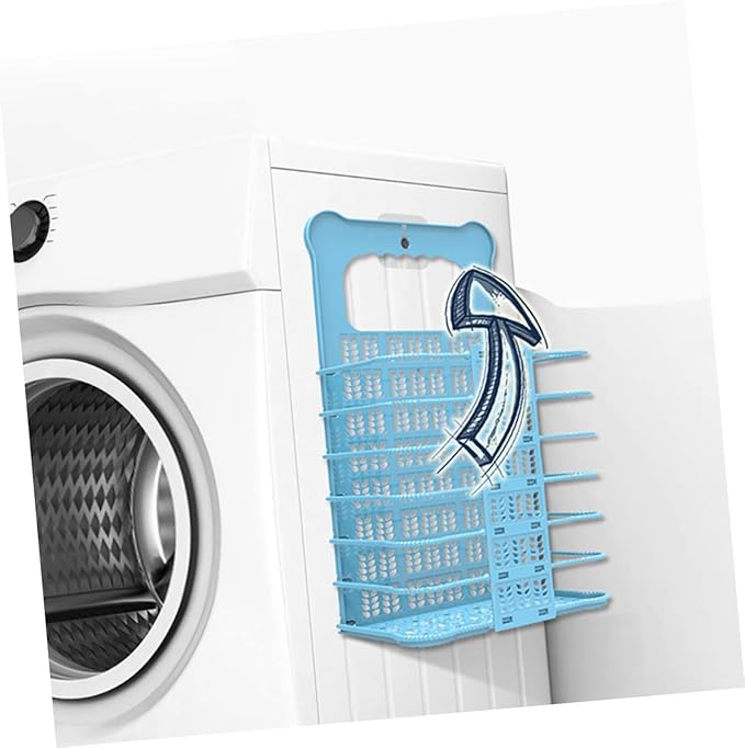 SOLUSTRE Foldable Laundry Basket Wall Mount Creative Space-Saving Clothes Storage Hamper Waterproof Plastic Organizer for Bathroom and Laundry Room