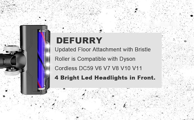 Upgraded Motorhead Vacuum Brush with Headlights for Dyson V7 V8 V10 V11,Motorized Head Replacement Accessories or Parts for Tile,Small Carpet,Rug Cleaning.