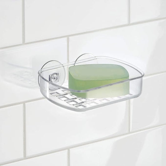 iDesign BPA-Free Plastic Suction Bar Soap Dish - 5.25" x 4" x 2", Clear,19600
