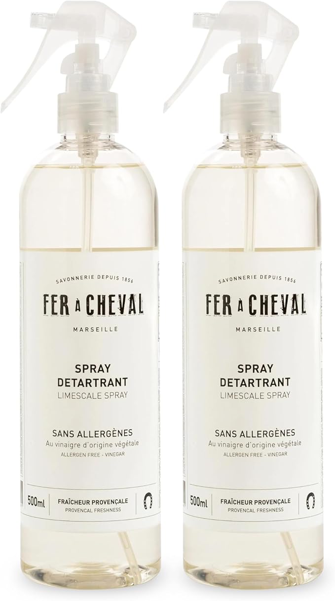 Fer à Cheval Bathroom Limescale Spray 500 ml/ 16.9 fl oz, 4-in-1 Cleaner with Natural Ingredients