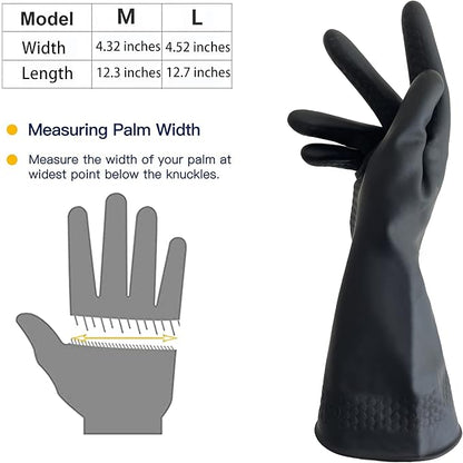 Black Cleaning Rubber gloves, M-L Kitchen Household Dishwashing Latex Gloves, Heavy Duty Chemical Glove