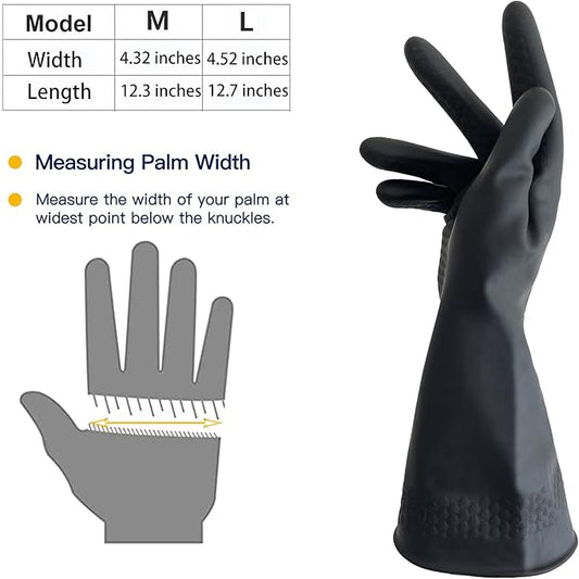 Black Cleaning Rubber gloves, M-L Kitchen Household Dishwashing Latex Gloves, Heavy Duty Chemical Glove