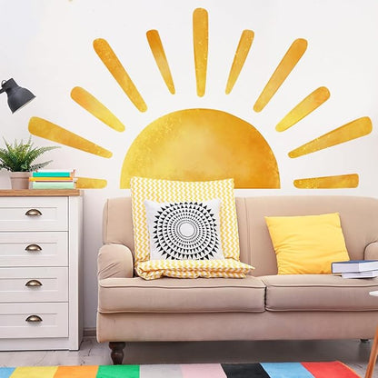 Wall Stickers Decals Kids Peel and Stick Removable for Nursery Kids Bedroom Living Room décor Boys Playroom (Golden Sun)