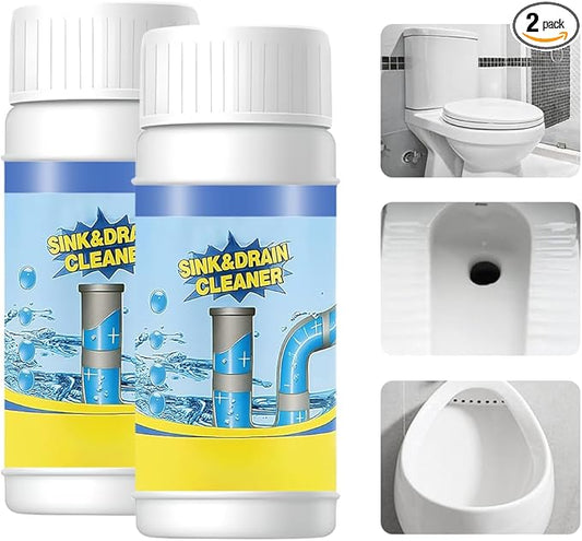Drain Cleaner Powder, 2026 New Multi-functional Pipeline Dredging Agent, Sink Drain Cleaning Powder for Kitchen, Bathroom, Toilet, Pipe Maintenance (2PCS)