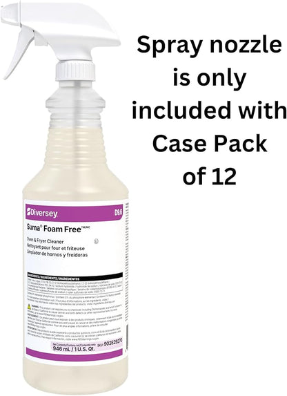 Diversey 903529270 Suma Foam Free Liquid Oven & Fryer Cleaner, Degreaser for Oven, Grill & Range Hood, Ready-to-Use Spray, 32-Ounce (Pack of 12)