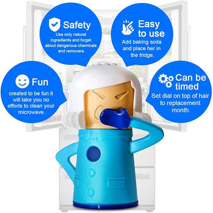 Abnaok 2PCS Angry Mama Microwave Cleaner with Chilly Mama Fridge Cleaner, Easily Clean in Minutes, Microwave cleaner Steam for Home or Office with English Manual