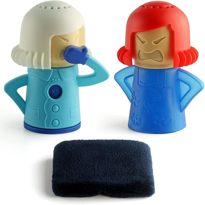 XSMENER Microwave Cleaner Angry Mom with Fridge Odor Absorber Cool Mom(2pcs) Cleaner Kitchen Gadget Tool Quickly removes stains and odors and Send a towel