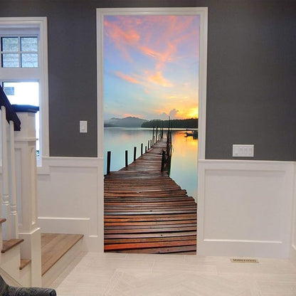 3D Door Stickers Murals - PIER Peel & Stick Waterproof Washable Matt Finish Realistic Blue 35.4" x 78.7"