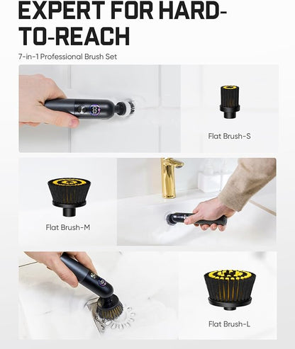 Fanttik Flip G10 Nano HomeCare Cordless Electric Spin Scrubber, 360° High-Torque Rotation, 2-Speed & 3-Angle, IPX7 Waterproof Cleaning Brush with 7 Brush Heads for Grout, Tiles, Sinks, Crevices