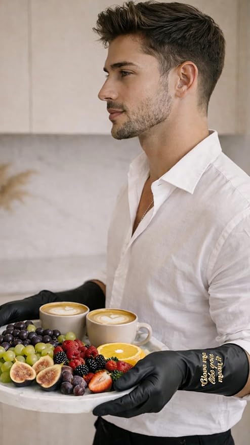 We Glove It™ Chic Black Dishwashing Gloves – Stylish, Reusable & Fun Gift with Flirty Sayings for Kitchen Cleaning