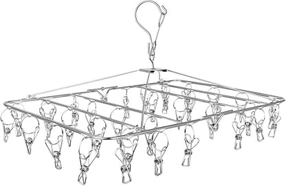 Fayleeko Drying Rack, 52 Clips Stainless Steel Laundry Drying Rack Folding Sock, Underwear, Clothes Hangers for Drying Towels, Bras, Lingerie, Baby Clothes