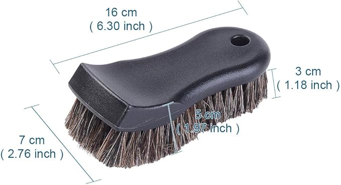 JSCARLIFE Long Bristle Horse Hair Leather Cleaning Brush, Heavy Duty Scrub Brush for Car Interiors, Furniture, Carpet, Sneakers, Boots, and More