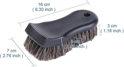 JSCARLIFE Long Bristle Horse Hair Leather Cleaning Brush, Heavy Duty Scrub Brush for Car Interiors, Furniture, Carpet, Sneakers, Boots, and More