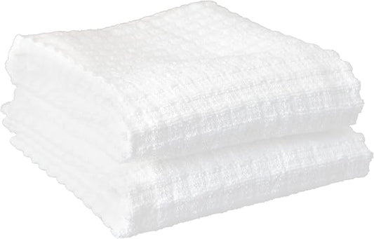 Ritz Royale Collection 100% Combed Terry Cotton, Highly Absorbent, Oversized, Kitchen Towel Set, 28" x 18", 2-Pack, Solid White