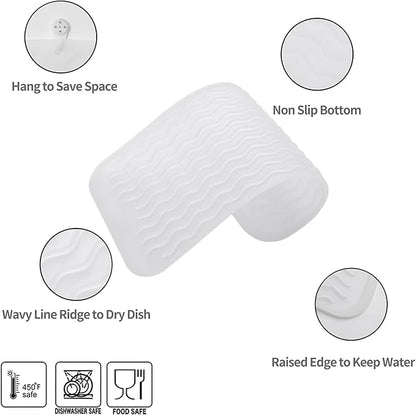MicoYang Silicone Dish Drying Mat for Multiple Usage,Easy clean,Eco-friendly,Heat-resistant Silicone Mat for Kitchen Counter or Sink,Refrigerator or Drawer Liner Translucent S 12 inches x 6 inches