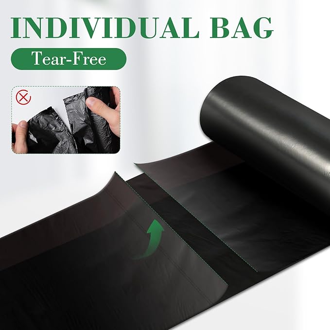 1000 Counts 4 Gallon Trash Bag Drawstring Small Trash Bags, Thick Pre-separated Garbage Bags, Trash Bin Liners, Suitable for bathroom, kitchen, bedroom, office (Black)