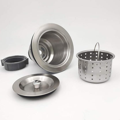 3-1/2-Inch Kitchen Sink Drain Strainer Assembly Kit, GZILA Deep Waste Basket Strainer with Sealing Lid Sink Stopper, 304 Stainless Steel Brushed Nickel
