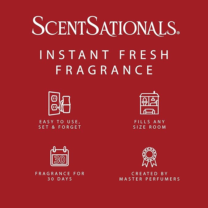 ScentSationals Candy Apple Fragrance Oil Plug In Air Freshener Refills 3-Pack - Works with Scentsationals Wall Plugs, Long-Lasting Home Fragrance, 0.8 fl oz Each, Packaging May Vary