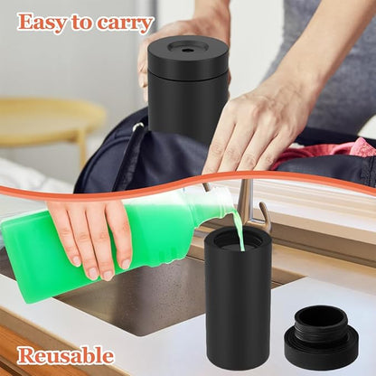 Dish Soap Squeeze Bottle,240ml Silicone Squeezable Refillable Dish Detergent Dispenser,Leakproof Kitchen Dishwashing Liquid Bottle,for Hand Soap,Shampoo,Conditioner,Lotions(Black)
