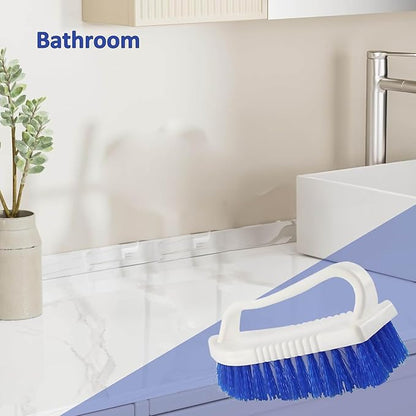 Scrubbing Brush, Scrub Brush with Stiff Bristles Thickened Handle White Utility Cleaning Hand Brush for Cleaning Bathroom Shower Toilet Bathtub Tile Floor Carpet